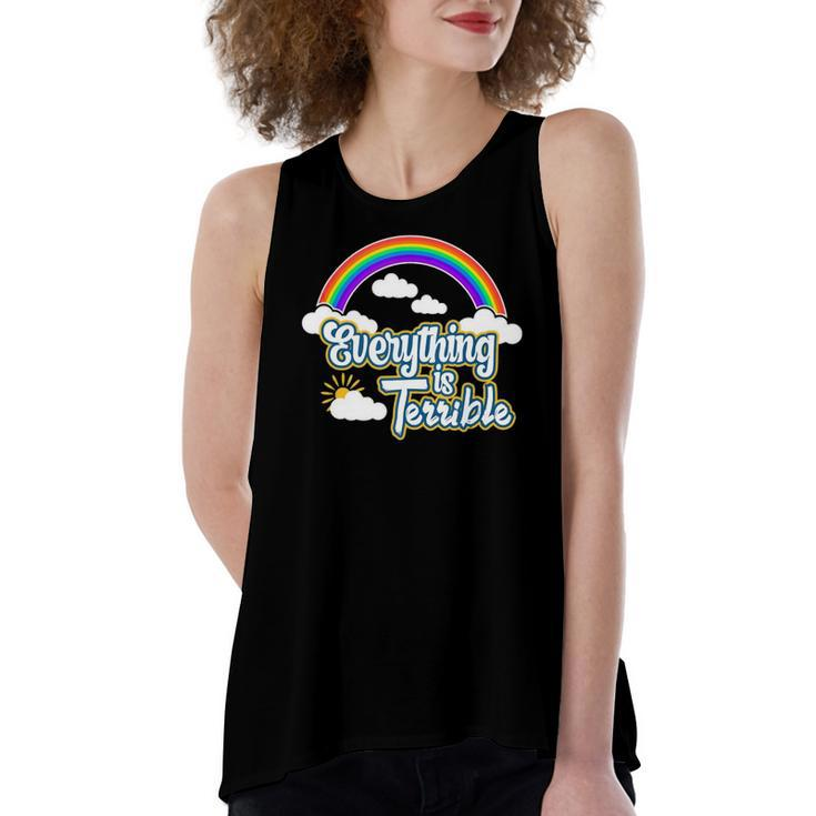 Everything Is Terrible Summer Rainbow And Clouds Women's Loose Tank Top