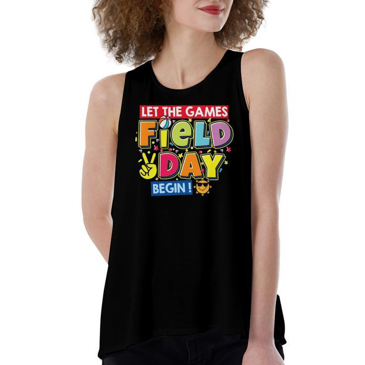 Field Day Let The Games Begin Teachers Field Day 2022 Smile Face Women's Loose Tank Top