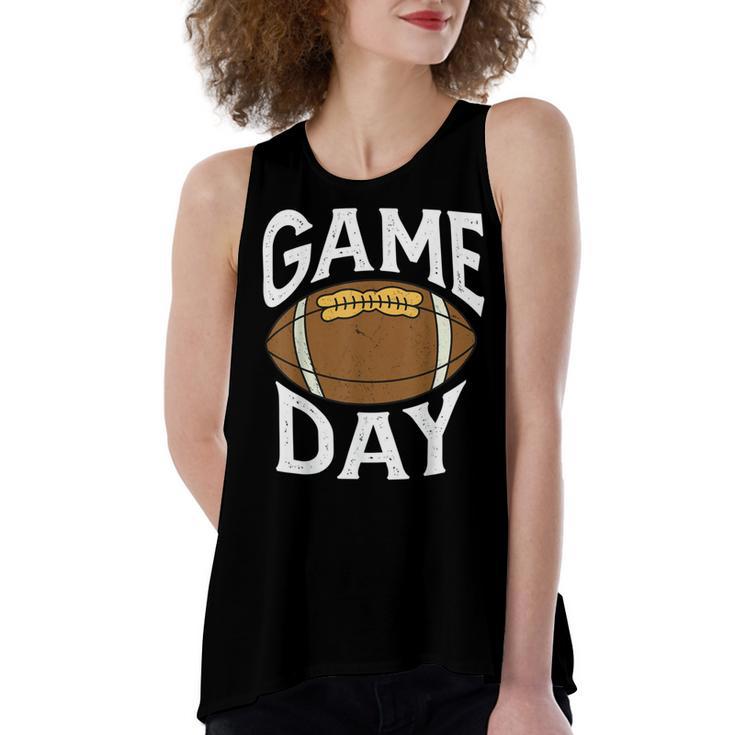 Football Player Vintage Game Day  Women's Loose Fit Open Back Split Tank Top