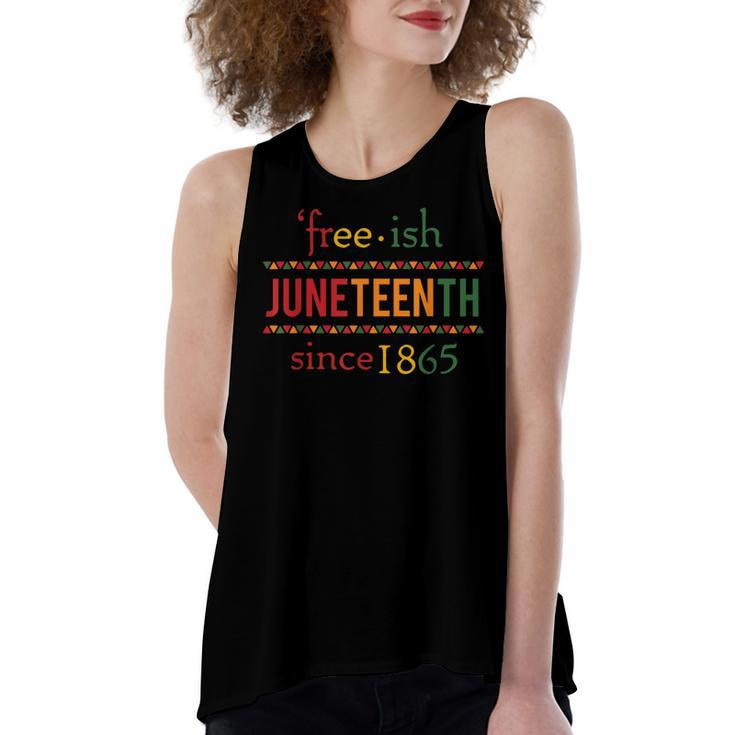 Free-Ish Since 1865 With Pan African Flag For Juneteenth Women's Loose Fit Open Back Split Tank Top