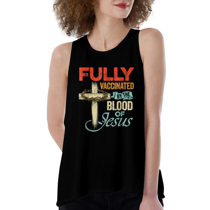 Fully Vaccinated By The Blood Of Jesus Faith Funny Christian  V2 Women's Loose Fit Open Back Split Tank Top