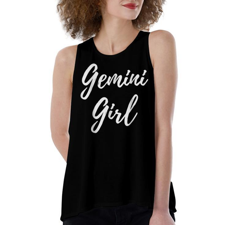 Gemini Girl Zodiac Astrological Sign Horoscope Birthday  Women's Loose Fit Open Back Split Tank Top