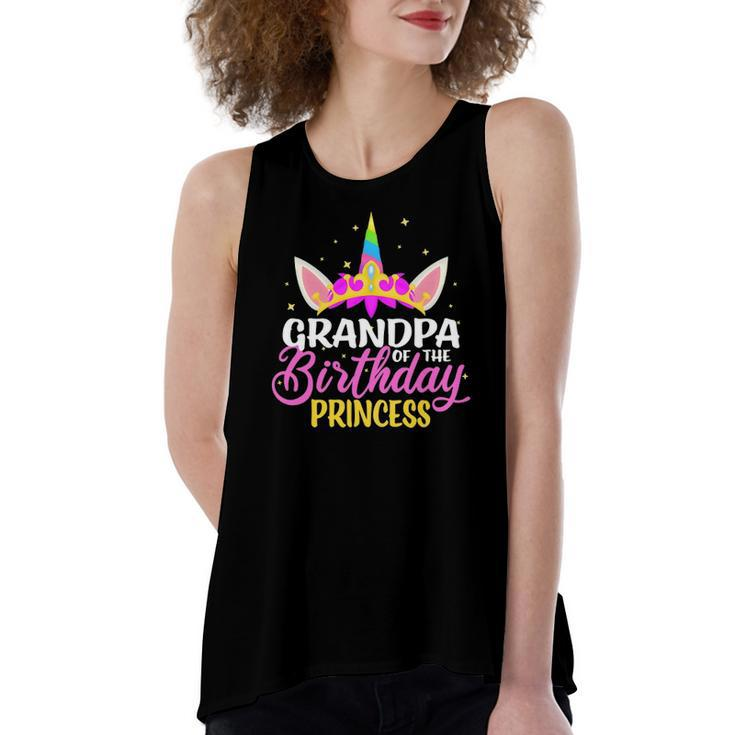 Grandpa Of The Birthday Princess Girl Diadem Unicorn Women's Loose Tank Top