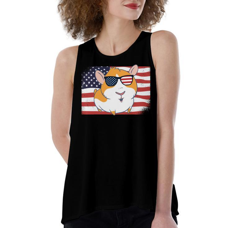 Guinea Pig Dad & Mom American Flag 4Th Of July Usa Funny   Women's Loose Fit Open Back Split Tank Top