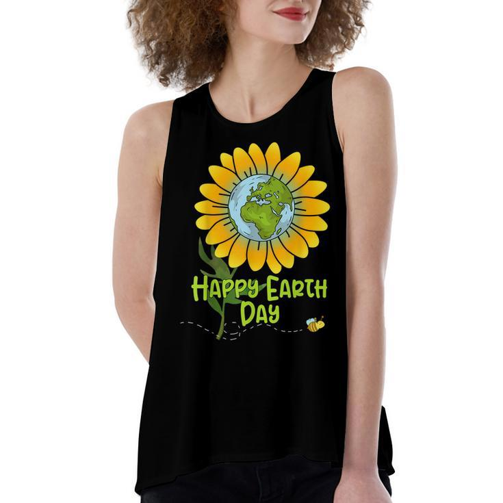 Happy Earth Day Every Day Sunflower Kids Teachers Earth Day  Women's Loose Fit Open Back Split Tank Top