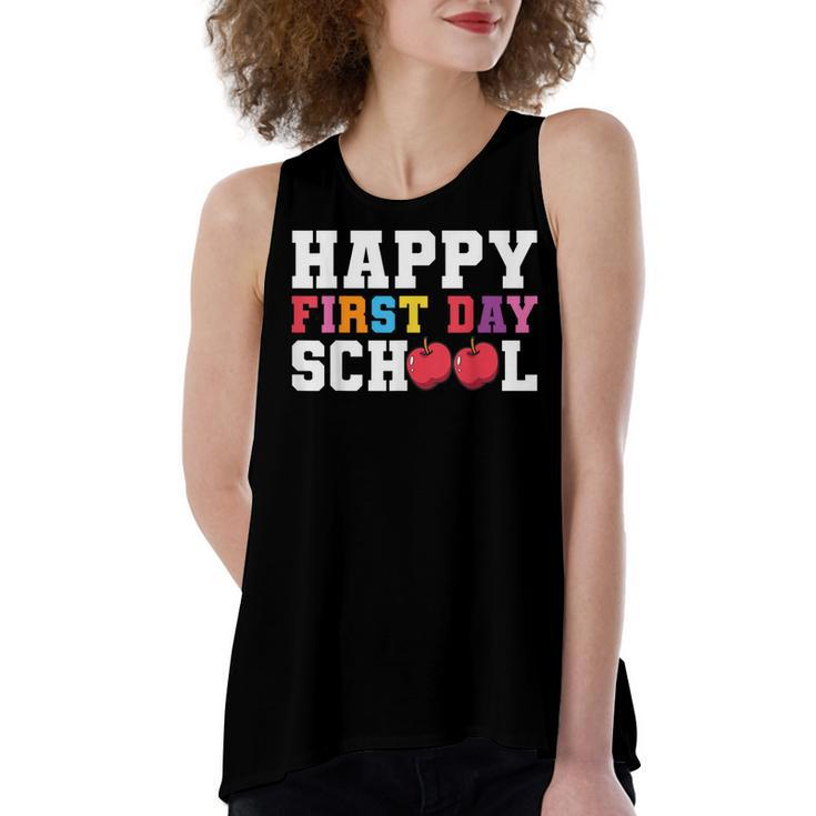 Happy First Day Of School Back To School Teachers Kids  Women's Loose Fit Open Back Split Tank Top