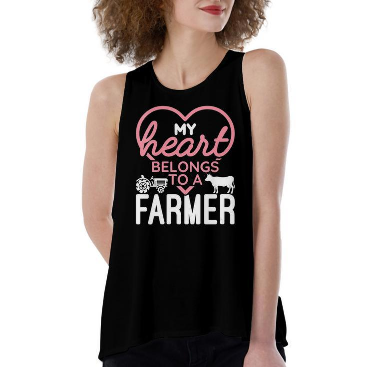 My Heart Belongs To A Farmer Romantic Farm Wife Girlfriend Women's Loose Tank Top