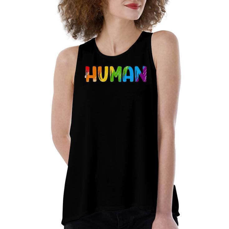 Human Lgbt Rainbow Flag Gay Pride Month Transgender Women's Loose Tank Top