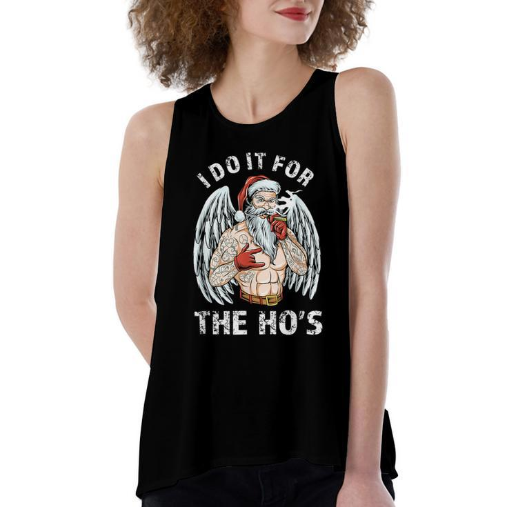 I Do It For The Hos Funny Inappropriate Christmas Men Santa  Women's Loose Fit Open Back Split Tank Top