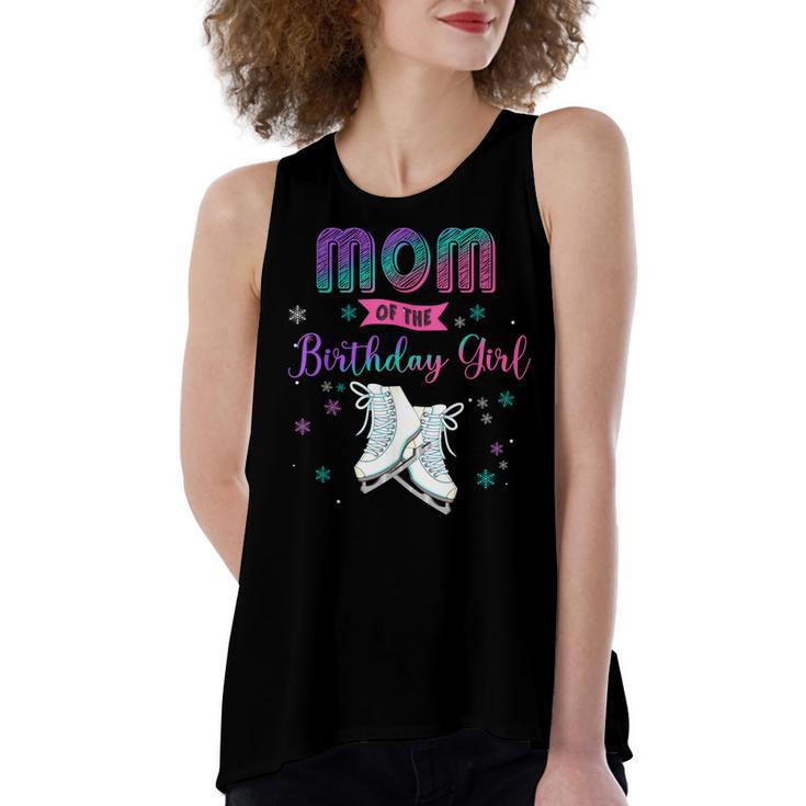 Ice Skating Mom Of The Birthday Girl Family Matching  Women's Loose Fit Open Back Split Tank Top