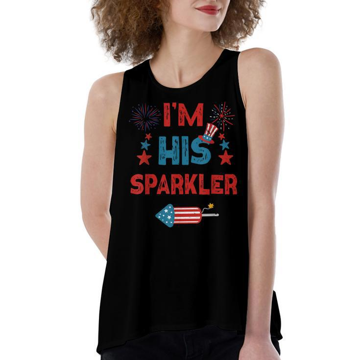 Im His Sparkler 4Th Of July Fireworks Matching Couples  Women's Loose Fit Open Back Split Tank Top