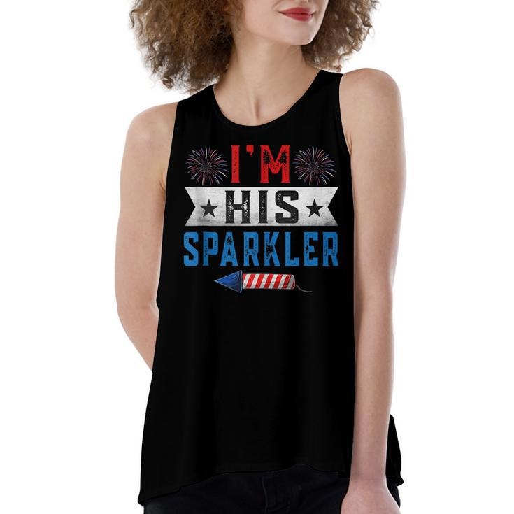 Im His Sparkler Cute 4Th Of July Matching Couple For Her  Women's Loose Fit Open Back Split Tank Top