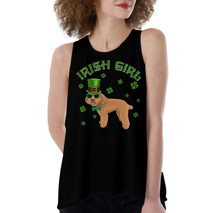 Irish Girl Leprechaun Poodle Dog St Patricks Day Kids Women's Loose Fit Open Back Split Tank Top