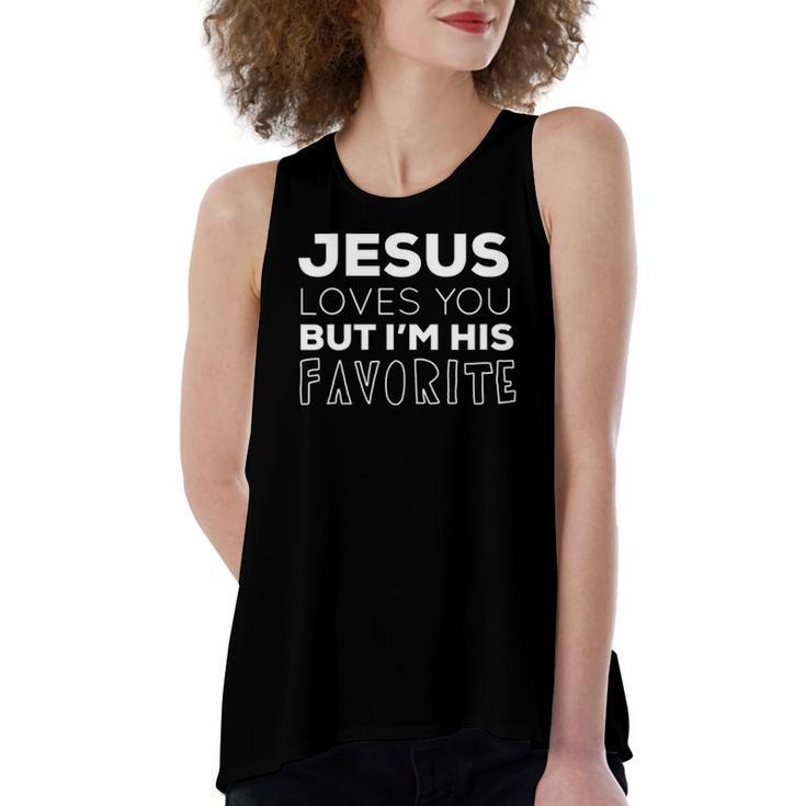 Jesus Loves You But Im His Favorite Christian V Neck Women's Loose Tank Top
