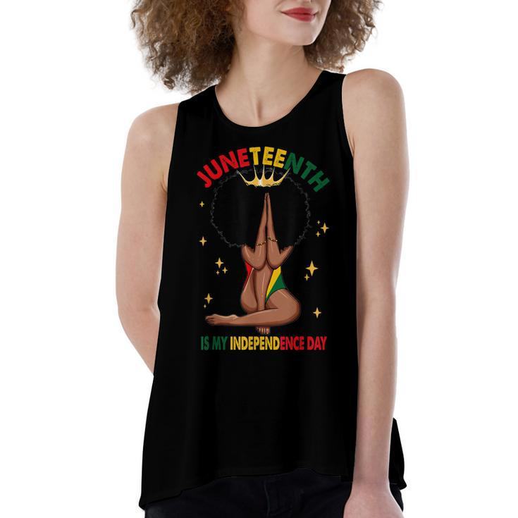 Juneteenth Is My Independence Day Black Girl Black Queen   Women's Loose Fit Open Back Split Tank Top