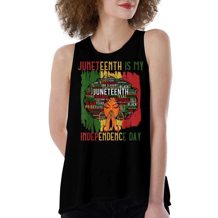 Juneteenth Is My Independence Day Black Women 4Th Of July   Women's Loose Fit Open Back Split Tank Top
