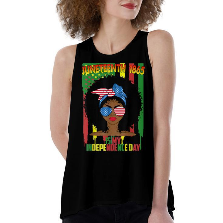 Juneteenth Is My Independence Day Black Women 4Th Of July   Women's Loose Fit Open Back Split Tank Top