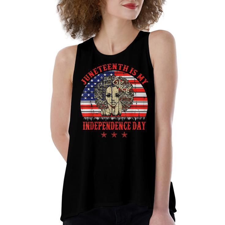 Juneteenth Is My Independence Day Black Women 4Th Of July Women's Loose Fit Open Back Split Tank Top