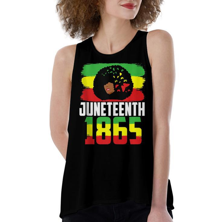 Juneteenth Is My Independence Day Black Women Black Pride   Women's Loose Fit Open Back Split Tank Top