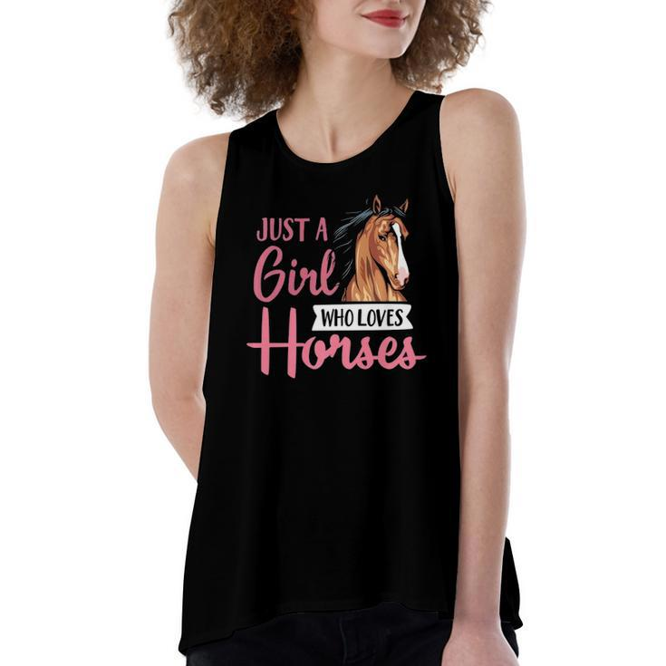 Just A Girl Who Loves Horses Cute Horseback Riding Lesson Women's Loose Tank Top