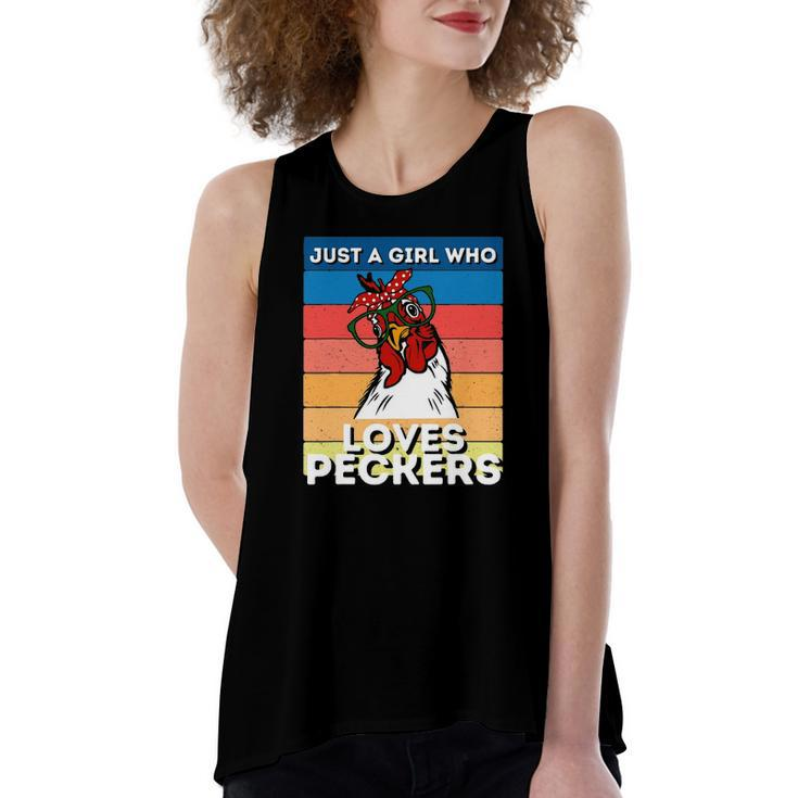 Just A Girl That Loves Peckers Chicken Woman Tee Women's Loose Tank Top