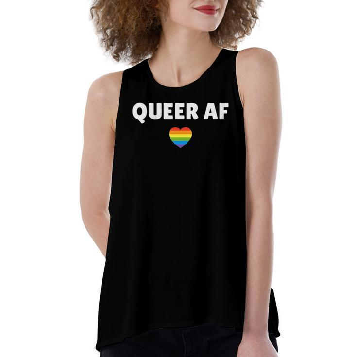 Lgbt Pride Queer Af Rainbow Flag Heart Women's Loose Tank Top