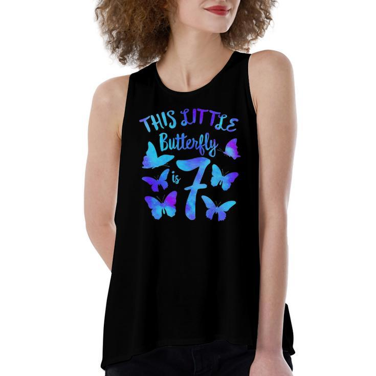 This Little Butterfly Is 7 7Th Birthday Party Toddler Girl Women's Loose Tank Top