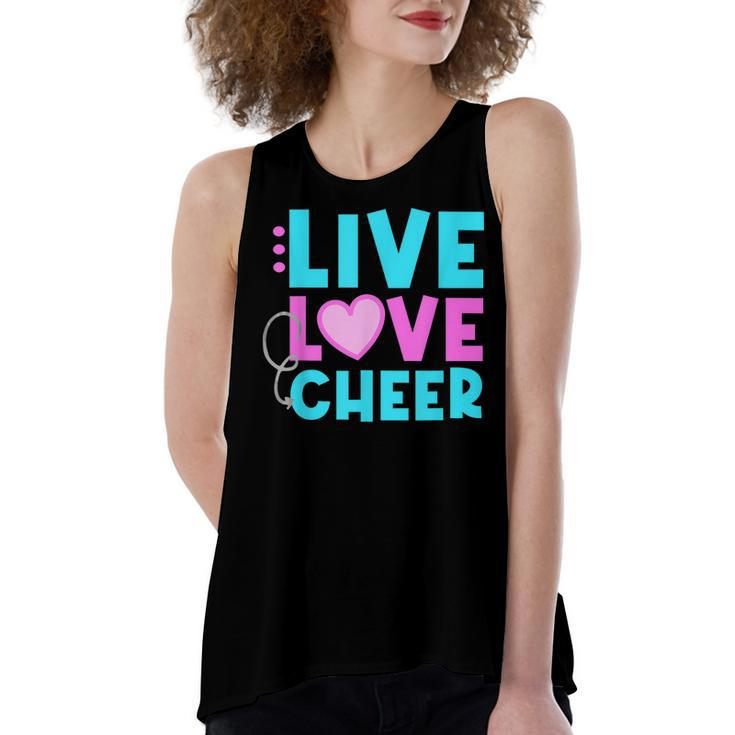 Live Love Cheer Funny Cheerleading Lover Quote Cheerleader  V2 Women's Loose Fit Open Back Split Tank Top