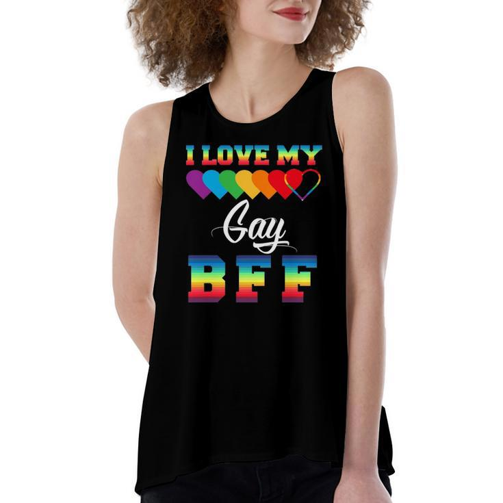 I Love My Gay Bff Rainbow Lgbt Pride Proud Lgbt Friend Ally Women's Loose Tank Top