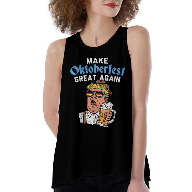 Make Oktoberfest Great Again Funny Trump Drink Beer Mug  Women's Loose Fit Open Back Split Tank Top