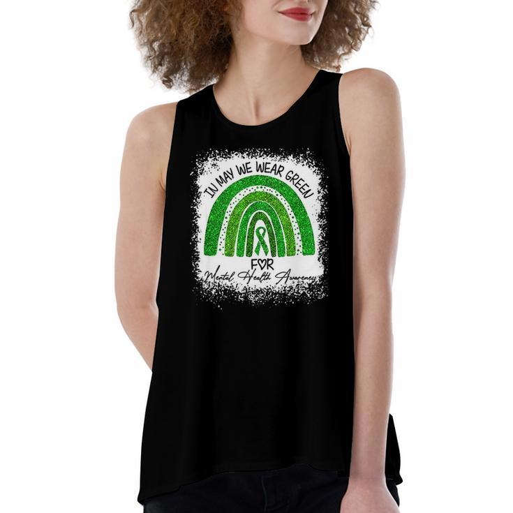 In May We Wear Green For Mental Health Awareness Rainbow Women's Loose Tank Top
