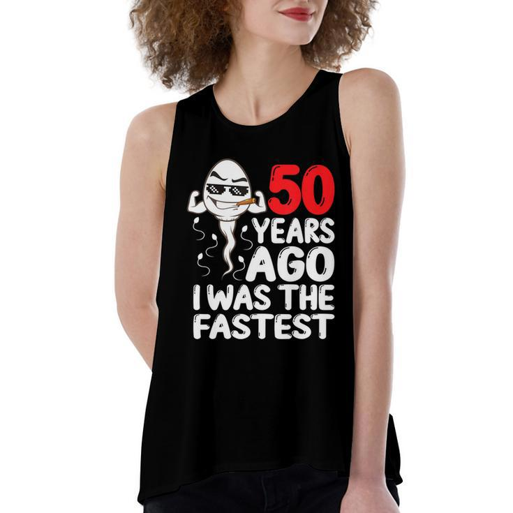 Mens 50Th Birthday Gag Dress 50 Years Ago I Was The Fastest Funny  V2 Women's Loose Fit Open Back Split Tank Top