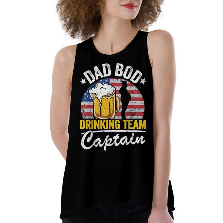 Mens Dad Bod Drinking Team Captain American Flag 4Th Of July Beer  Women's Loose Fit Open Back Split Tank Top
