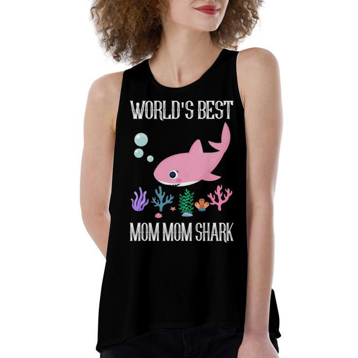 Mom Mom Grandma Gift   Worlds Best Mom Mom Shark Women's Loose Fit Open Back Split Tank Top