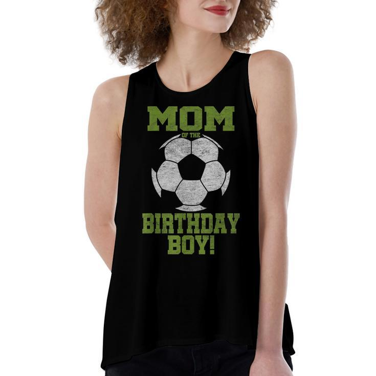 Mom Of The Birthday Boy Soccer Lover Vintage Retro  Women's Loose Fit Open Back Split Tank Top