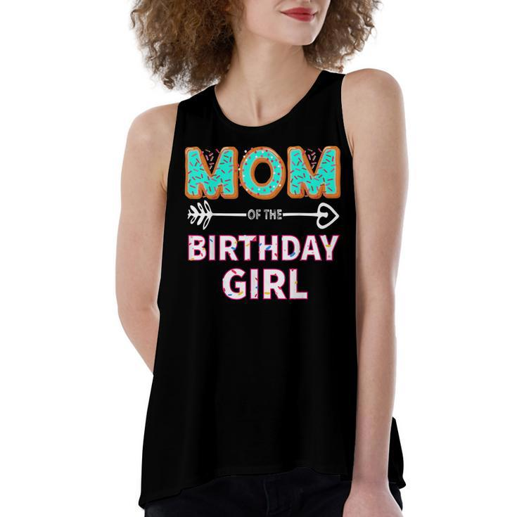 Mom Of The Birthday Girl Family Donut Party Birthday  Women's Loose Fit Open Back Split Tank Top