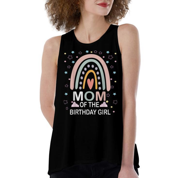 Mom Of The Birthday Girl Rainbow Family Matching Birthday  Women's Loose Fit Open Back Split Tank Top