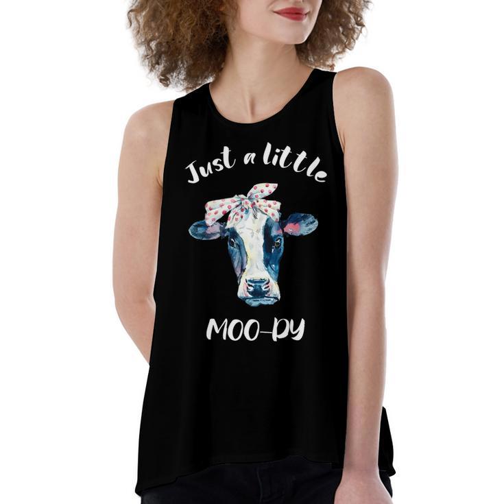 Moody Cow Lovers Farm Clothes Cowgirl Women's Loose Fit Open Back Split Tank Top