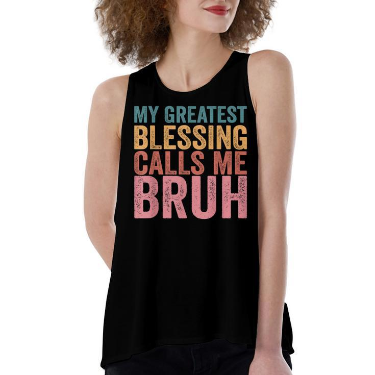My Greatest Blessing Calls Me Bruh  V3 Women's Loose Fit Open Back Split Tank Top