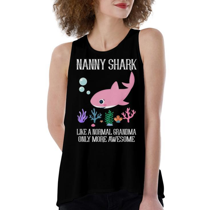 Nanny Grandma Gift   Nanny Shark Only More Awesome Women's Loose Fit Open Back Split Tank Top