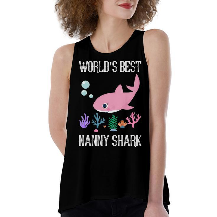 Nanny Grandma Gift   Worlds Best Nanny Shark Women's Loose Fit Open Back Split Tank Top