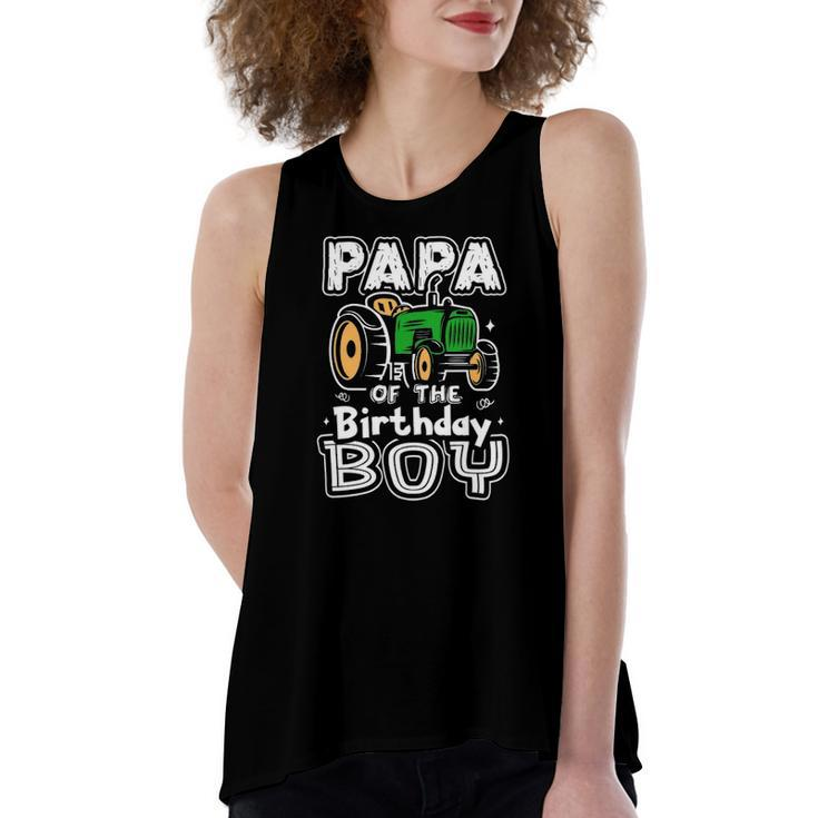 Papa Of The Birthday Boy Farmer Tractor Matching Party Women's Loose Tank Top