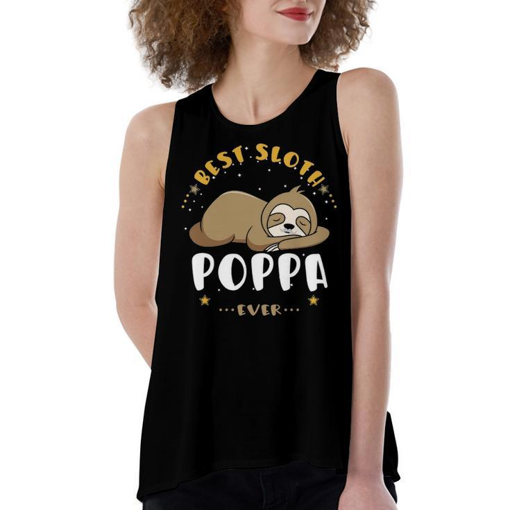 Poppa Grandpa Gift   Best Sloth Poppa Ever Women's Loose Fit Open Back Split Tank Top