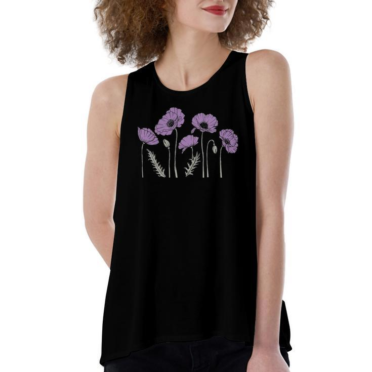 Casual Purple Poppy Flowers Graphic For Women's Loose Tank Top
