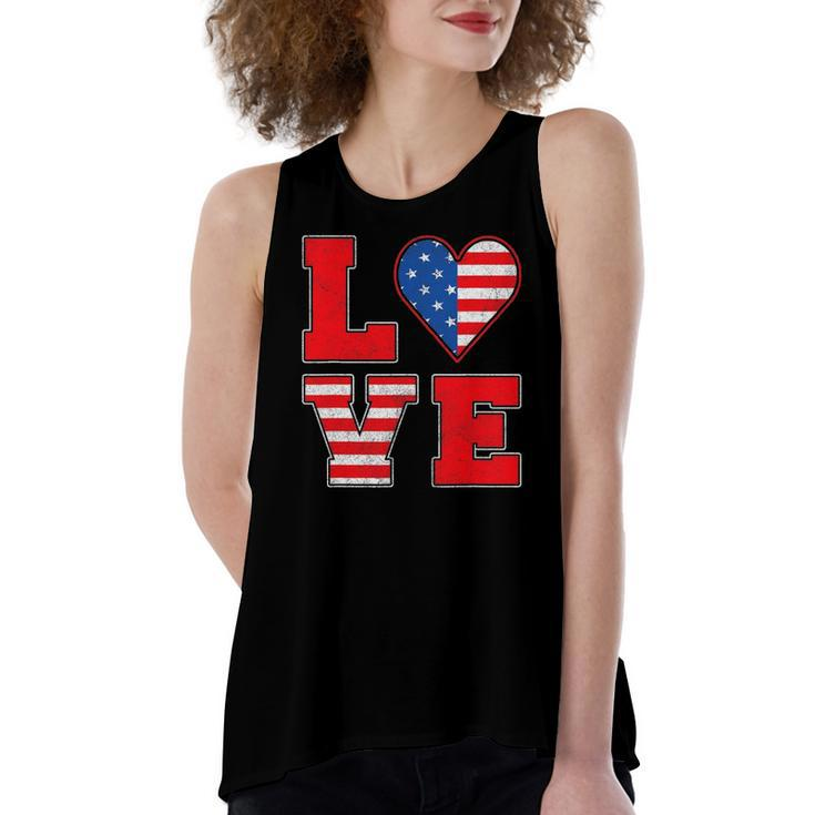 Red White And Blue S For Girl Love American Flag Women's Loose Tank Top