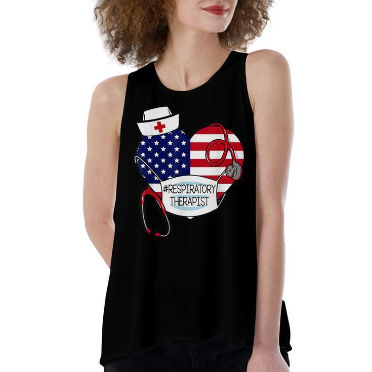 Respiratory Therapist Love America 4Th Of July For Nurse Dad  Women's Loose Fit Open Back Split Tank Top