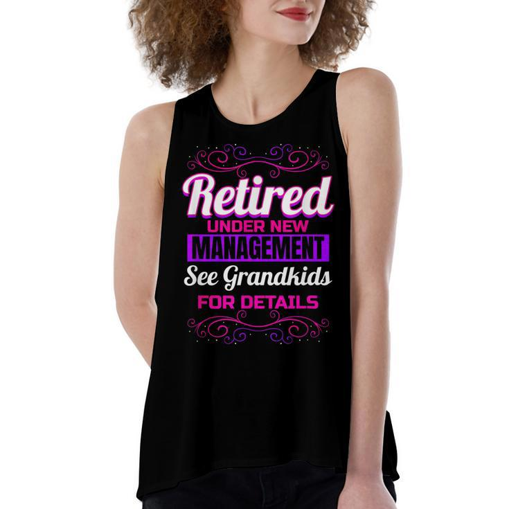 Retired Grandma Retirement Grandkids Retiree Farewell Party  Women's Loose Fit Open Back Split Tank Top