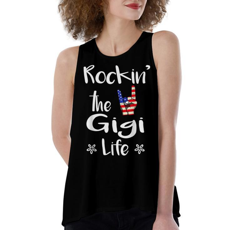 Rockin The Gigi Life Cute 4Th Of July American Flag  Women's Loose Fit Open Back Split Tank Top