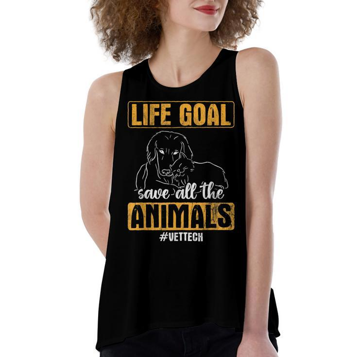 Save All The Animals Veterinary Vet Tech  Women's Loose Fit Open Back Split Tank Top