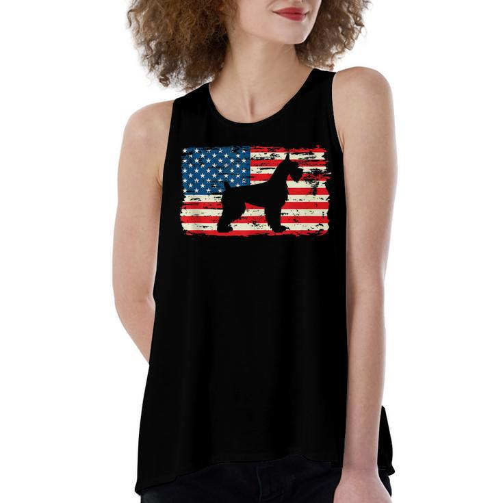 Schnauzer  For Dog Mom Dog Dad Usa Flag 4Th Of July  Women's Loose Fit Open Back Split Tank Top